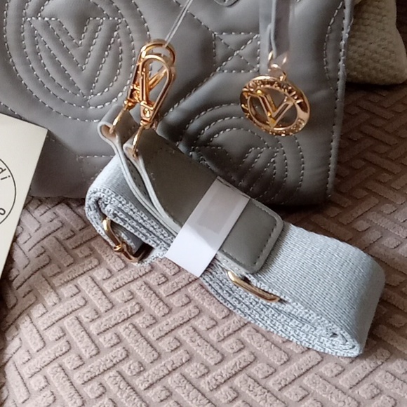 Valentino Orlandi Crossbody Bag Quilted Light Grey Style #V-2012 - Picture 3 of 16